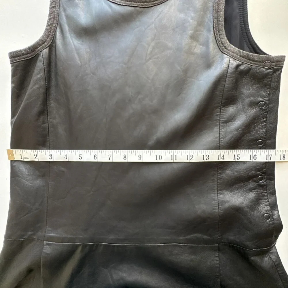 THEORY Nidan C Black Lambskin Leather Sleeveless Drop Waist Dress Size 8 - Picture 15 of 16